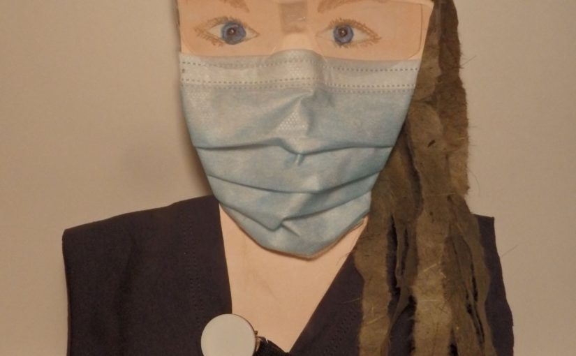 Informative Image: Portrait of Nurse made with used PPE